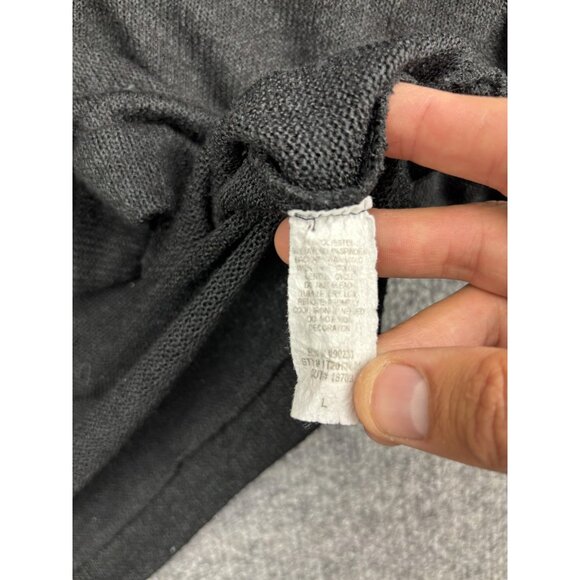 Nollie Sweater Womens Large Black Ribbed Cropped Long Sleeve Scoop Neck Made USA - Picture 7 of 9